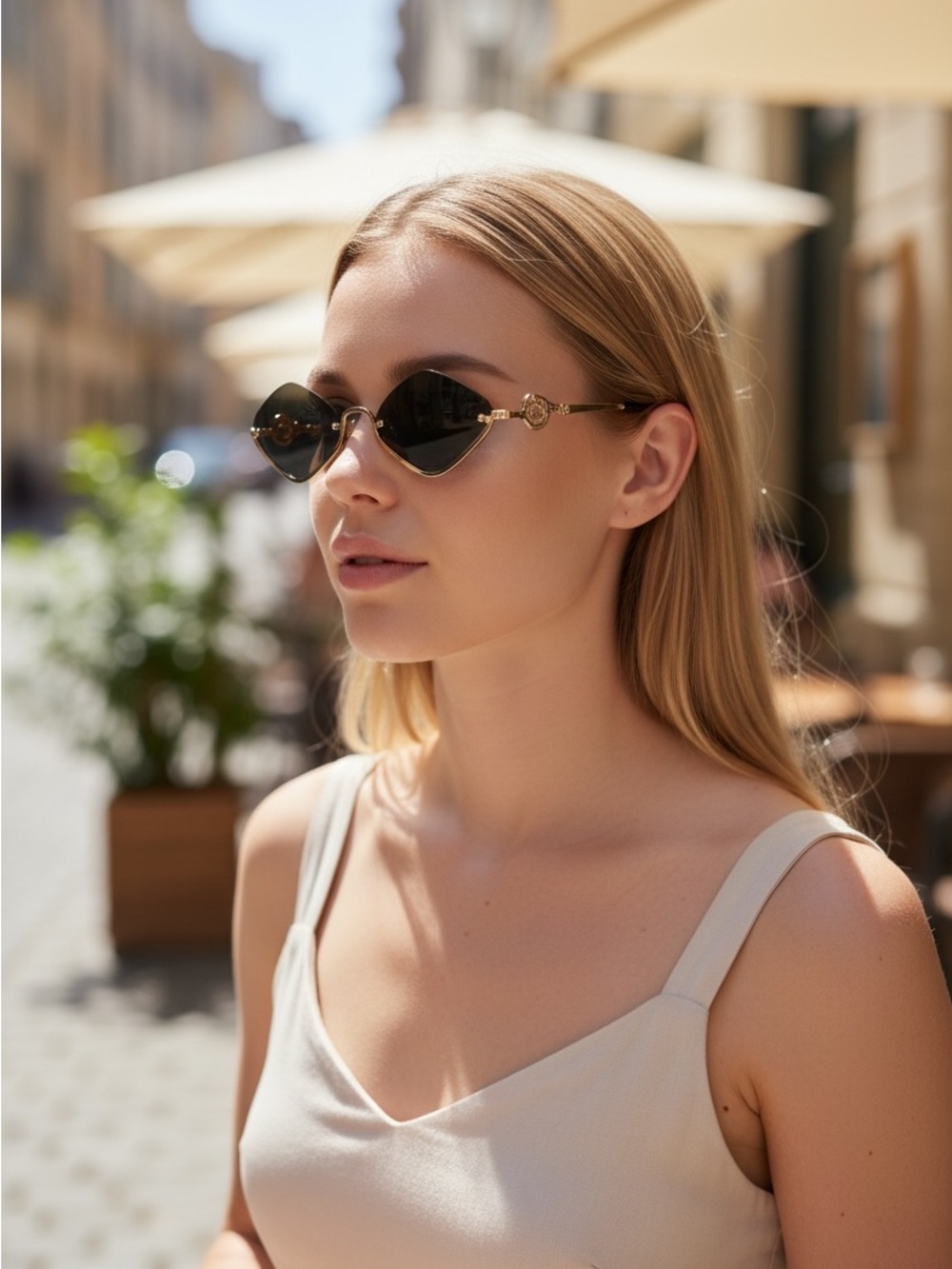 GG Women's Sunglasses with Black Lenses and Green Case